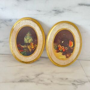 Vintage Italy wall decor wood gold gilded fruit decor cottage regency